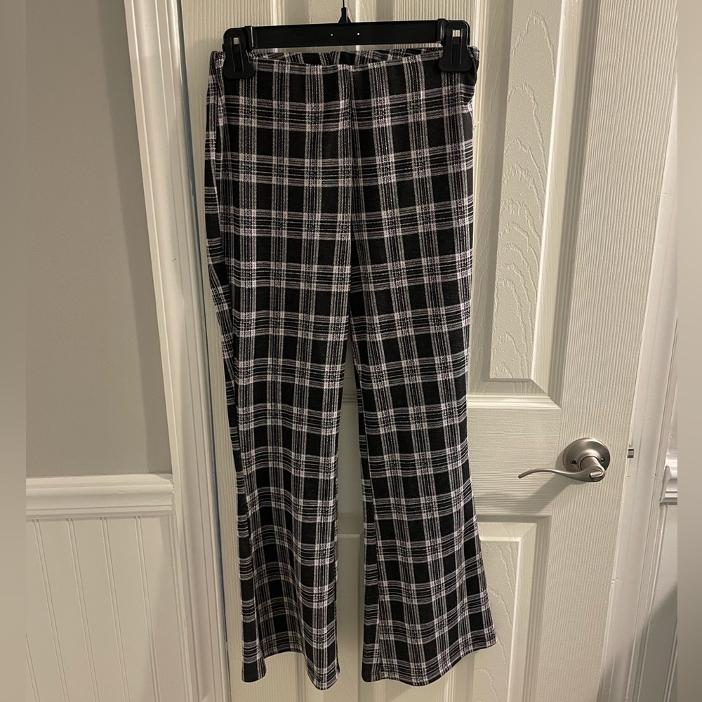Eyeshadow Plaid Flare Pants NWT